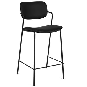 Deacon Leatherette Kitchen Bar Stool in Black