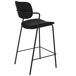 Deacon Leatherette Kitchen Bar Stool in Black