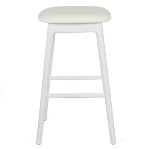 Jace Leatherette Kitchen Bar Stool in White/White