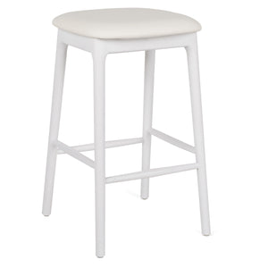 Jace Leatherette Kitchen Bar Stool in White/White