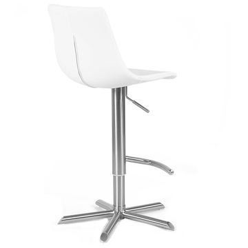 Reid Leatherette Kitchen Bar Stool in Brushed Stainless/White